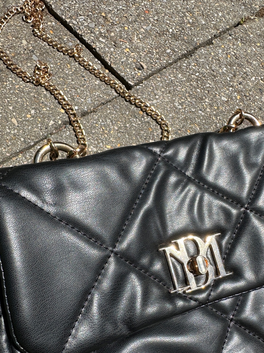 Badgley Mischka Black Diamond Quilted Chain Crossbody Bag